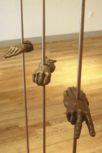 Sculpture of Rock Paper Scissors by Joan Ffolliott 